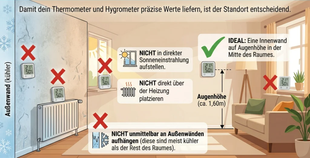 Bild: Aufstellorte von Hygro- und Thermometern